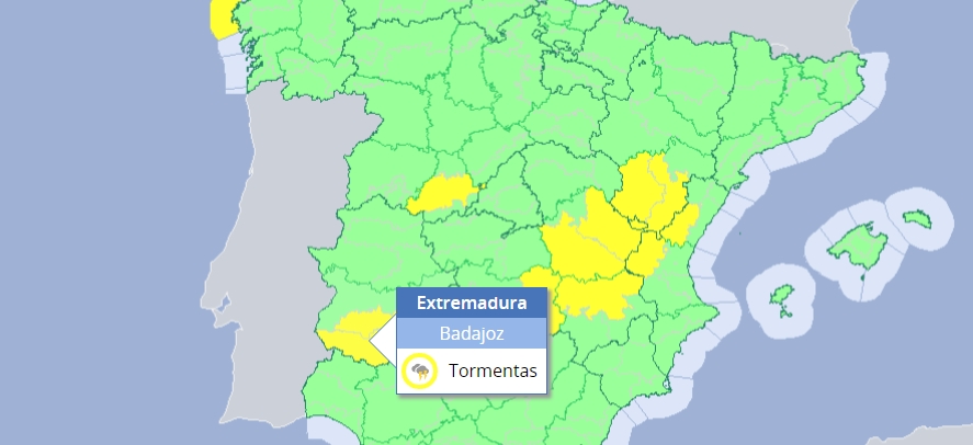 Aemet alerta de tormentas en el sur de Badajoz Aemet alerta de tormentas en el sur de Badajoz