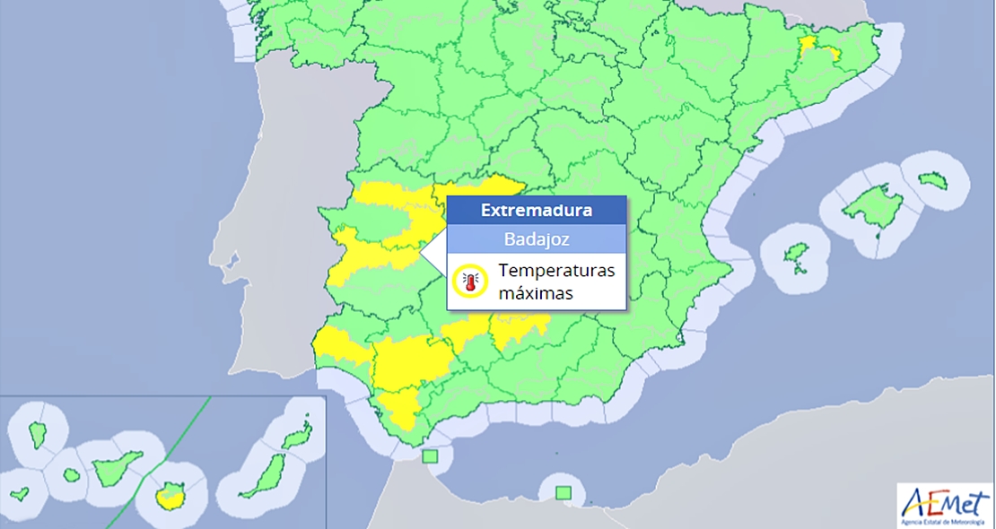 Alerta amarilla desde el jueves por temperaturas en varias comarcas de Extremadura Alerta amarilla desde el jueves por temperaturas en varias comarcas de Extremadura