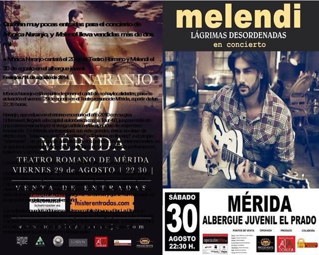 Buen ritmo en la venta de entradas para Melendi y Mónica Naranjo en Mérida