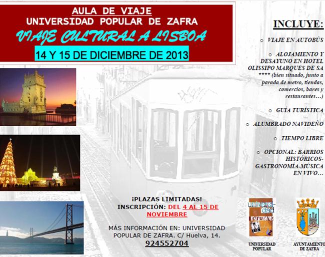 La Universidad Popular de Zafra organiza un viaje cultural a Lisboa