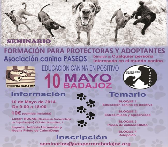 SOS Perrera Badajoz organiza un seminario sobre educación canina