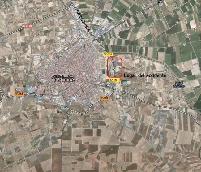 Un joven herido en un accidente en Villanueva de la Serena