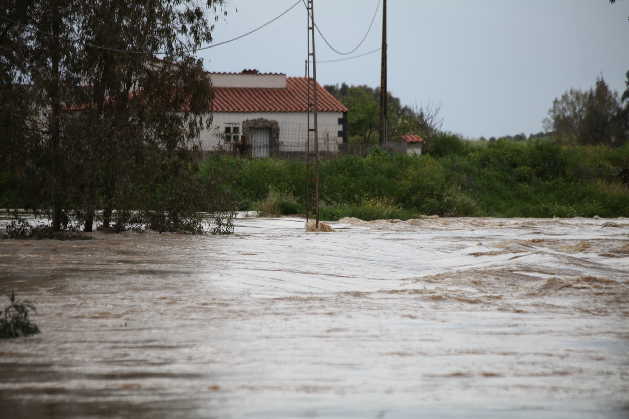 Punta de la crecida del río Guadiana a su paso por Badajoz y Caya