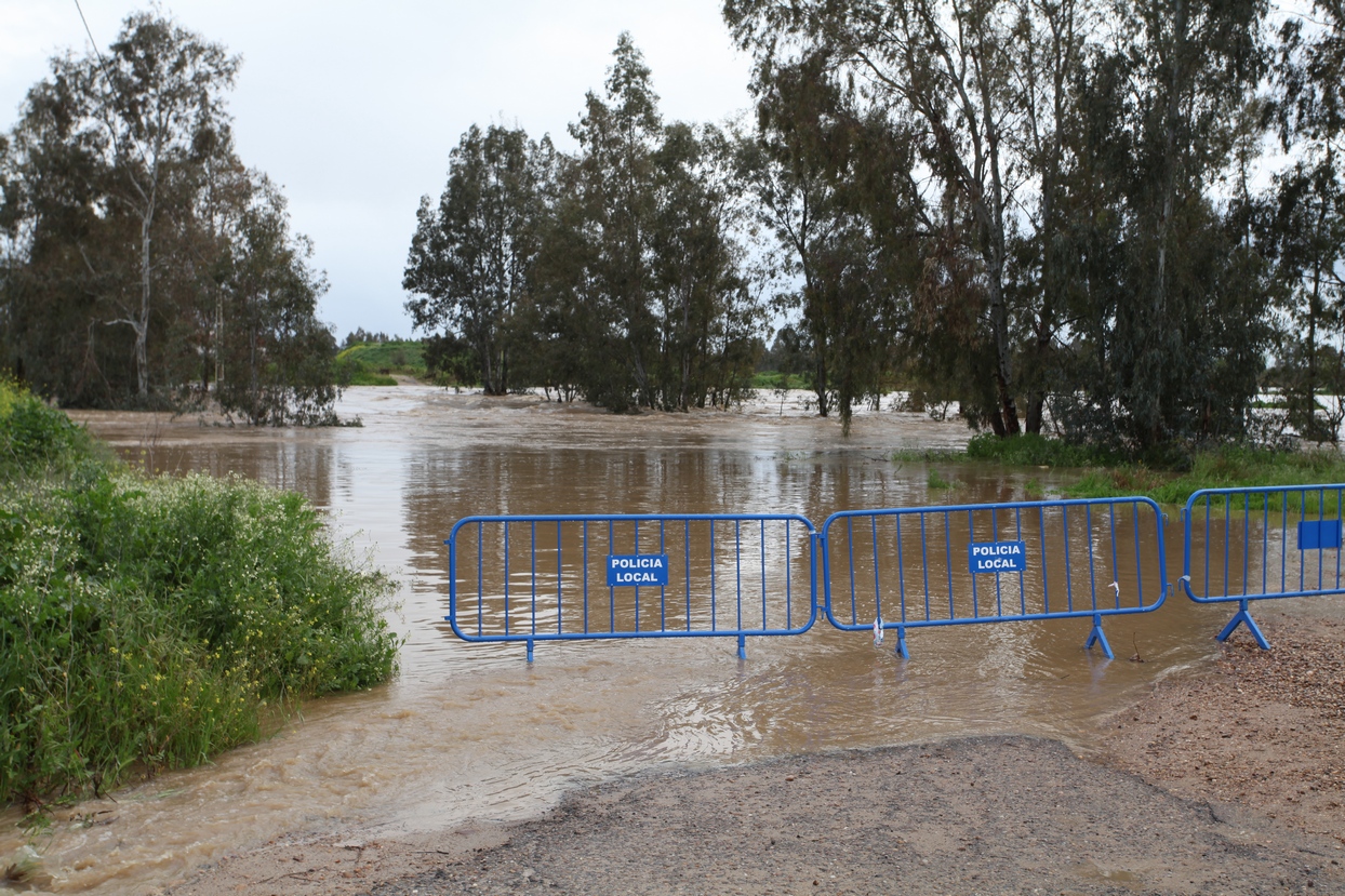 Punta de la crecida del río Guadiana a su paso por Badajoz y Caya