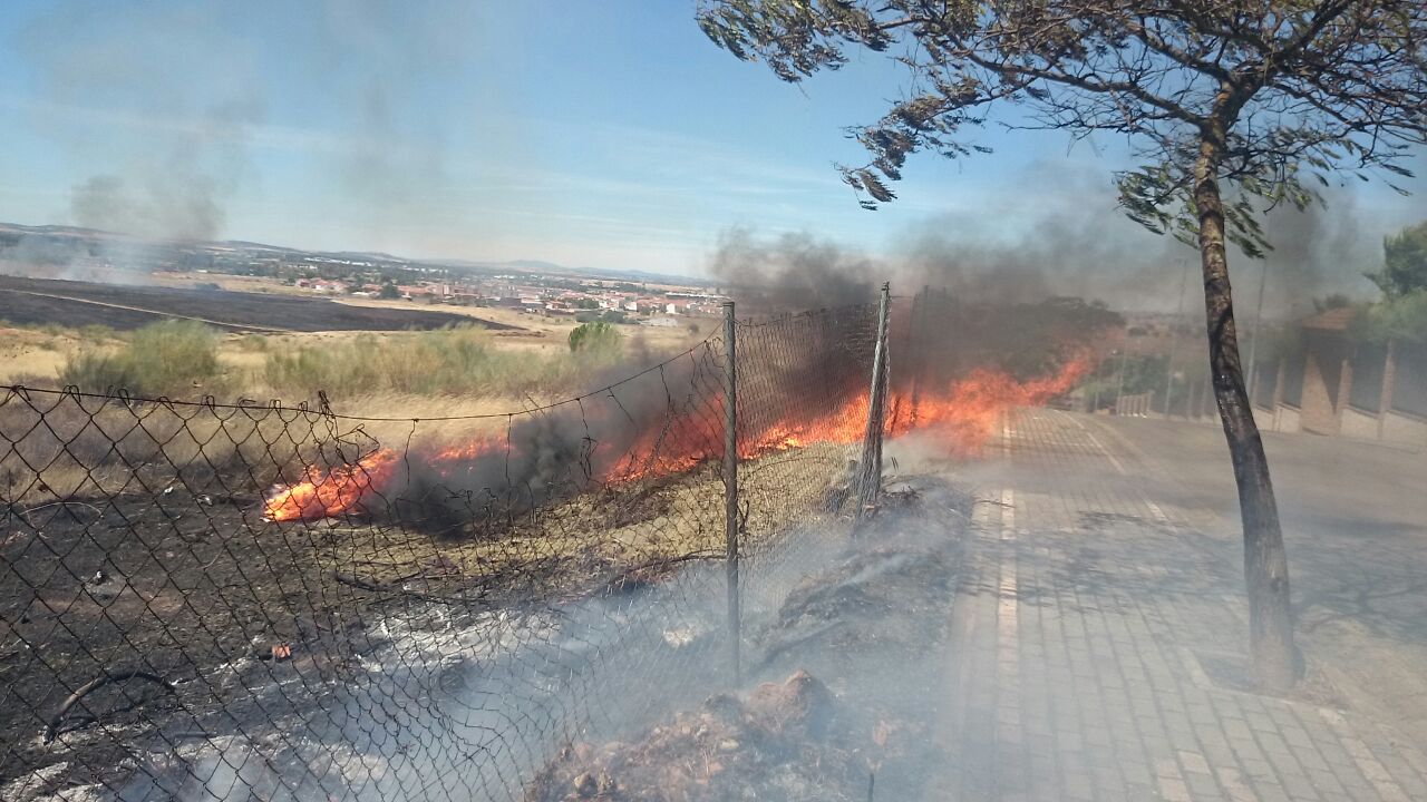 Imágenes del incendio que afecta a las inmediaciones de Las Vaguadas (Badajoz)