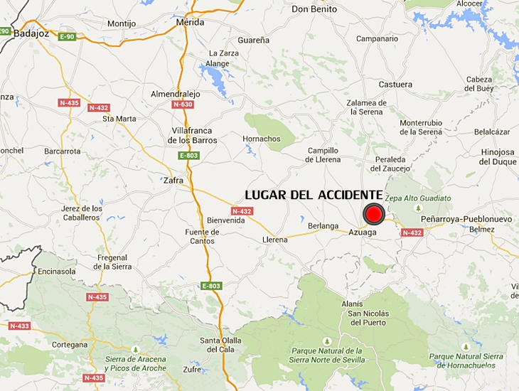 Dos jóvenes heridos de gravedad en un accidente en Azuaga (Badajoz)