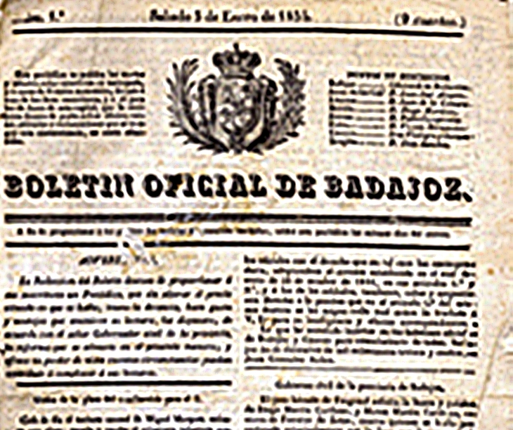 El primer Boletín Oficial de la Provincia de Badajoz (1835), Documento del Mes