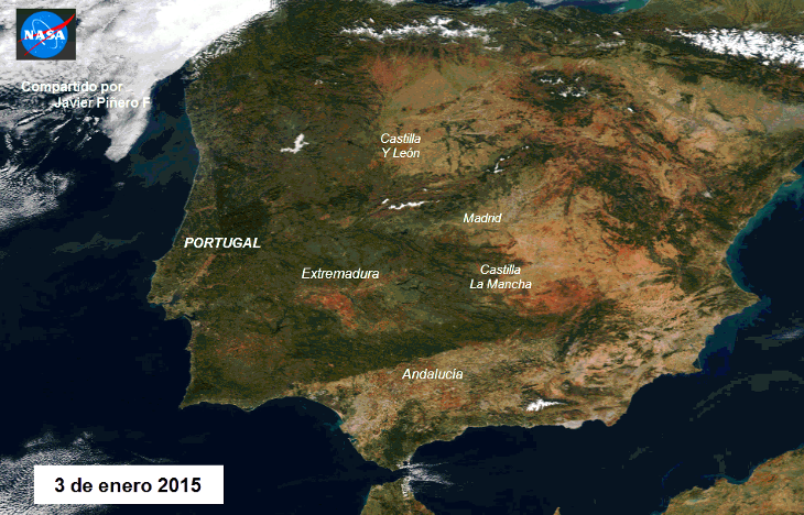 Así se ve desde el espacio el cambio de vegetación en Extremadura entre el invierno y el verano