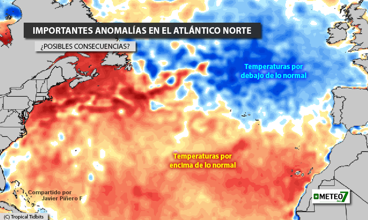 Atlántico Norte con aguas más frías de lo normal ¿Algún efecto este otoño-invierno?