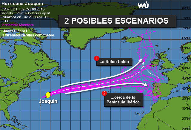 Los restos del huracán Joaquín cerca de España este fin de semana ¿nos afectará?