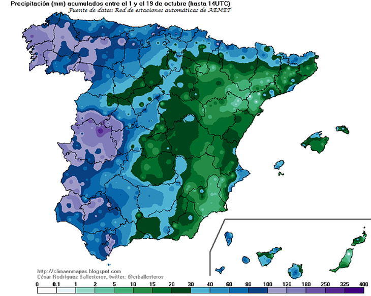En los últimos días ha llovido en Extremadura un 200% más de lo normal para un mes de octubre