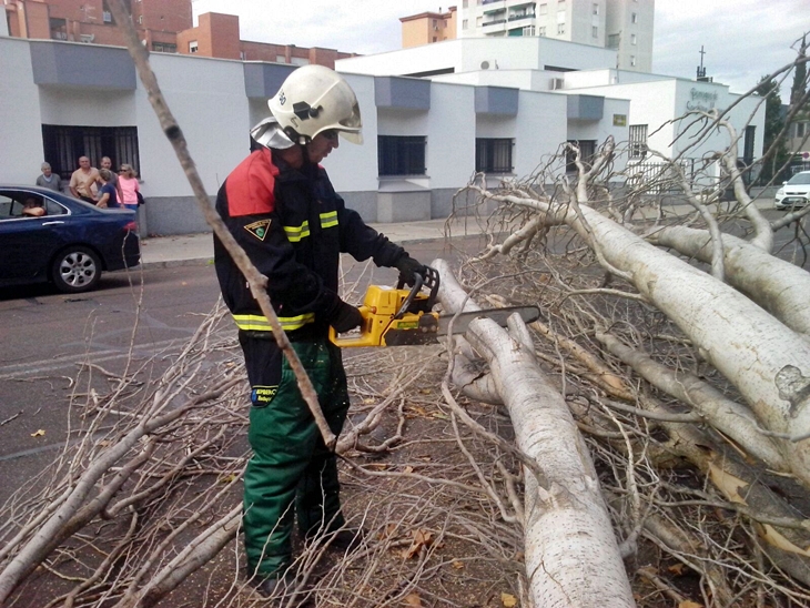 El viento que azota Badajoz causa daños materiales