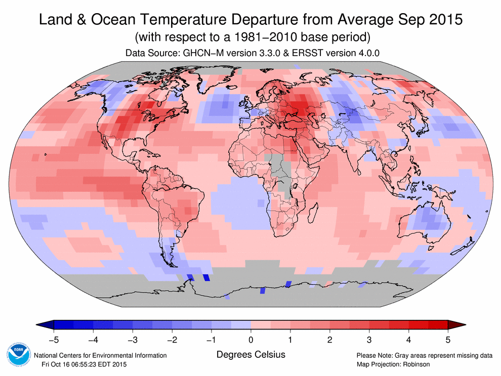 Septiembre de 2015: el septiembre más cálido a nivel mundial desde que se tienen registros