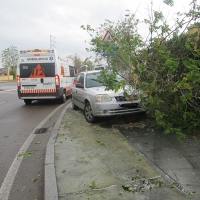 Un herido leve tras chocar su coche contra un árbol en Badajoz