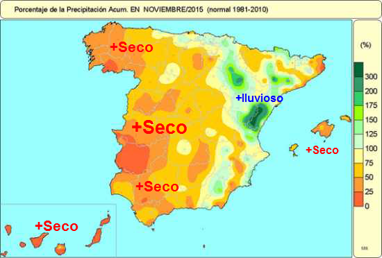 Noviembre 2015 ha sido seco y muy cálido en España