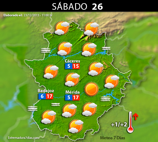 Previsión meteorológica en Extremadura. Días 24, 25 y 26 de diciembre