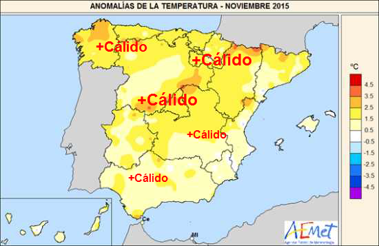 Noviembre 2015 ha sido seco y muy cálido en España
