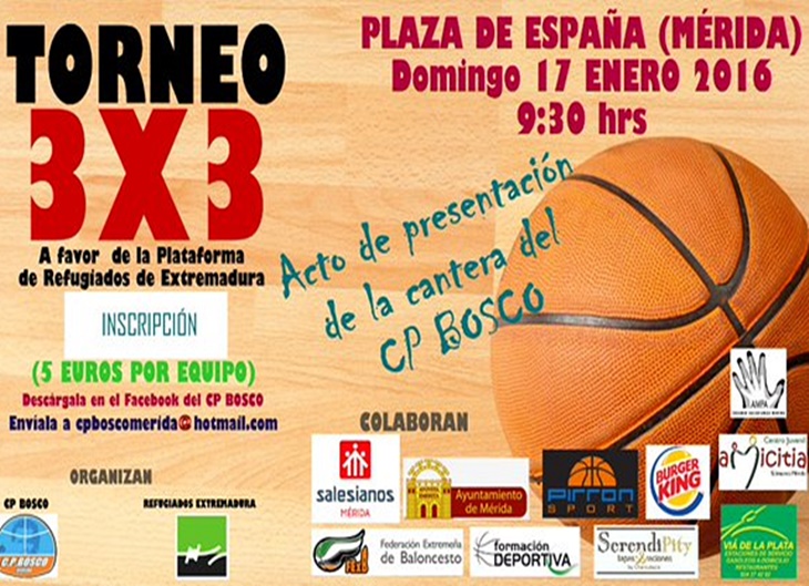 Mérida celebra un torneo 3x3 de baloncesto a favor de los refugiados