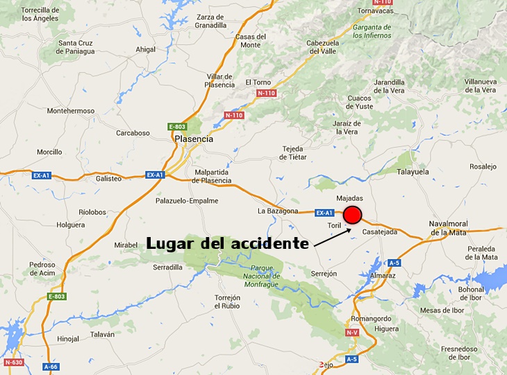 Una joven herida grave en un accidente en el norte de Cáceres