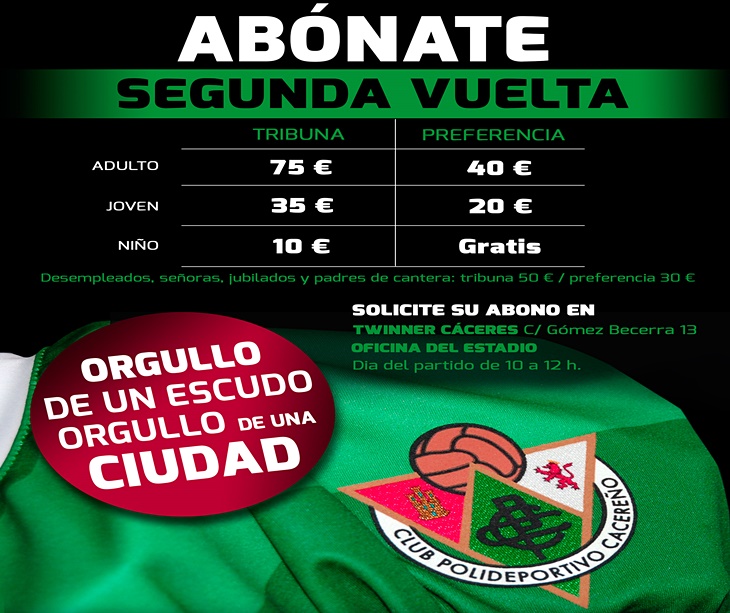 El Cacereño saca su campaña de abonos para la segunda vuelta