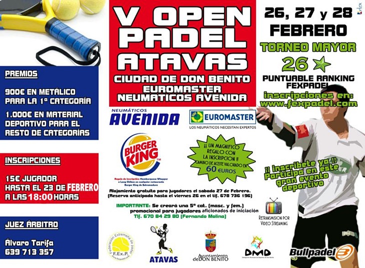 Don Benito acoge este fin de semana el V Open de Pádel