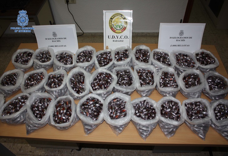 Incautan 3.000 bellotas de hachís para su distribución en Extremadura