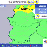 Alerta amarilla por nevadas en el norte de Cáceres