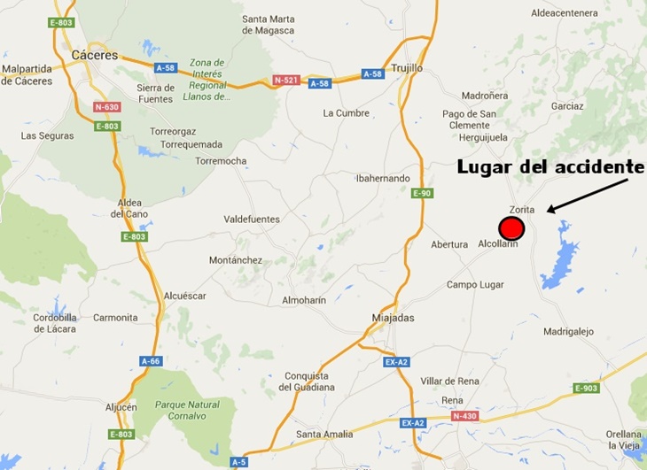 Fallece un motorista en un accidente en la provincia de Cáceres