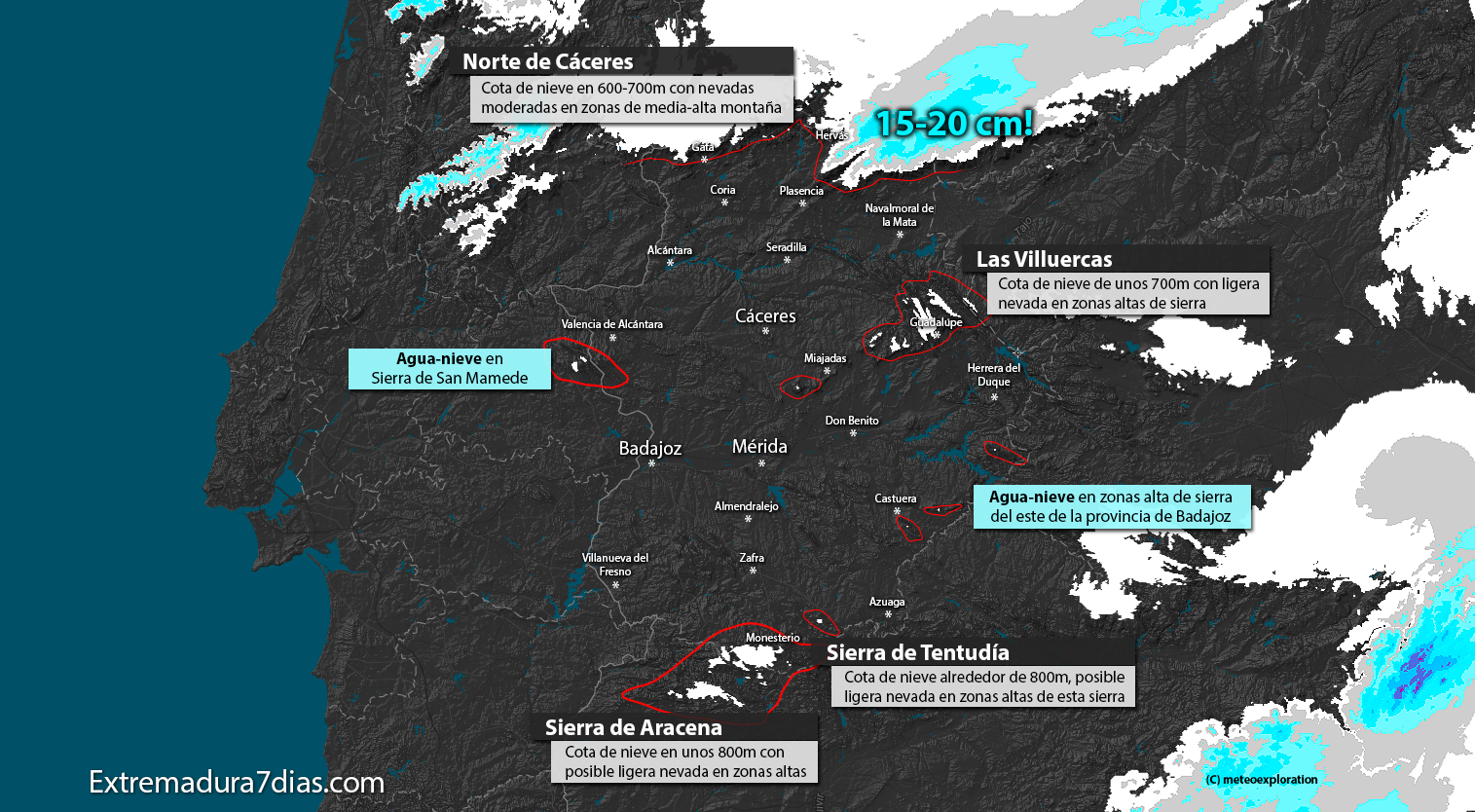 ¿Dónde podría nevar este domingo en Extremadura?