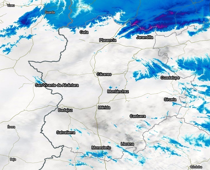 Consulta los lugares donde esta tarde podrían ver nevar en Extremadura