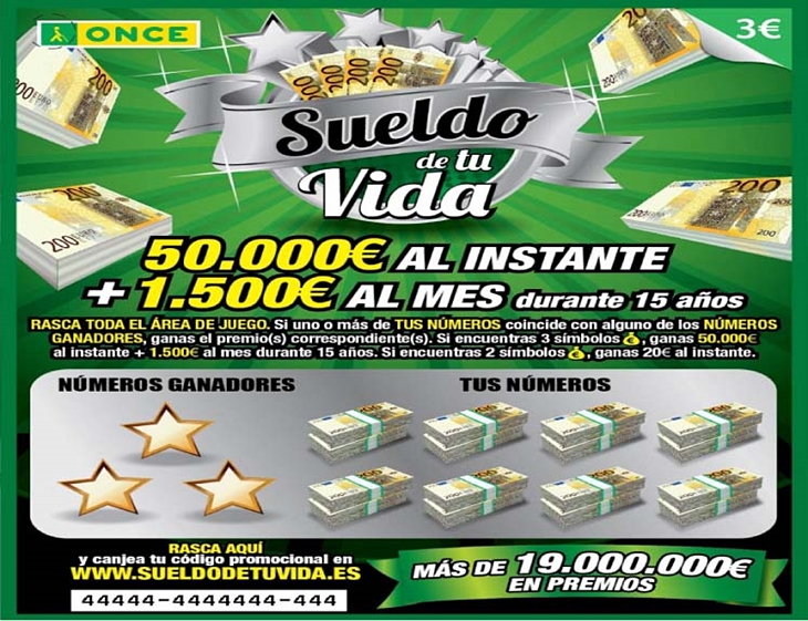 El Rasca de la ONCE deja en Miajadas 50.000 euros y 1.500 al mes durante 15 años
