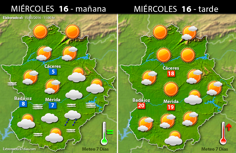 Previsión meteorológica en Extremadura. Días 16, 17 y 18 de marzo