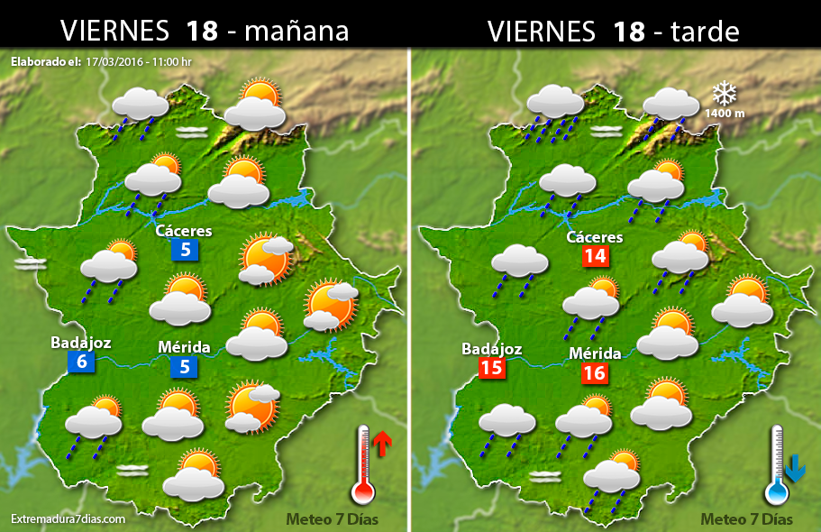 Previsión meteorológica en Extremadura. Días 18, 19 y 20 de marzo