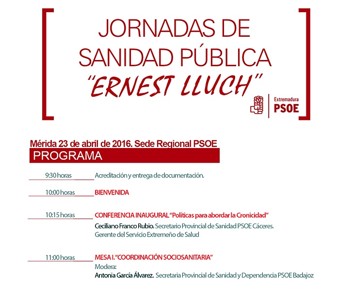 El PSOE celebra la IV Jornada de Sanidad Pública