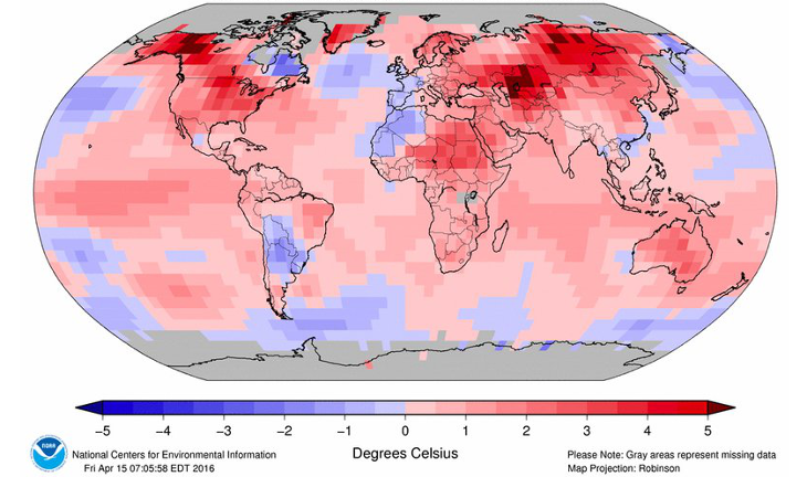 Marzo 2016 marca un nuevo récord mundial: el mes más cálido desde 1880