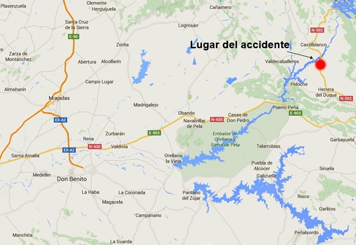 Tres jóvenes resultan heridos en un accidente en Castilblanco (Badajoz)