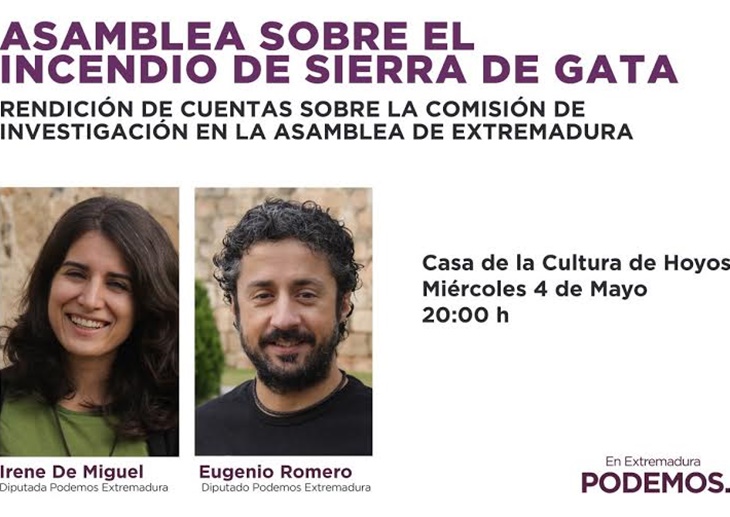 Podemos rinde cuentas sobre el incendio de Sierra de Gata