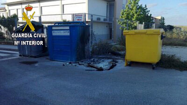 Detenido por quemar 11 contenedores en Malpartida de Cáceres