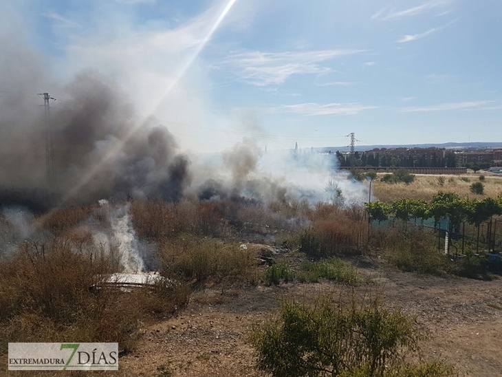 Un incendio calcina a estas horas el Cerro del Viento en Badajoz