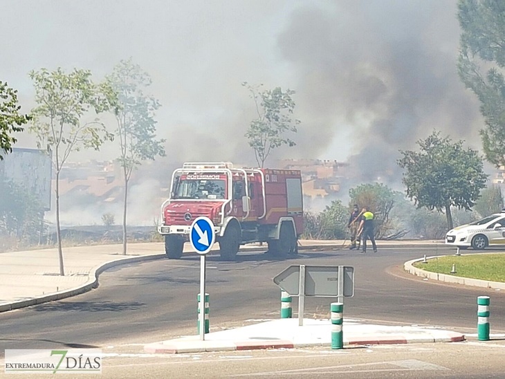 Un incendio se aproxima a la gasolinera de la Carretera de Olivenza