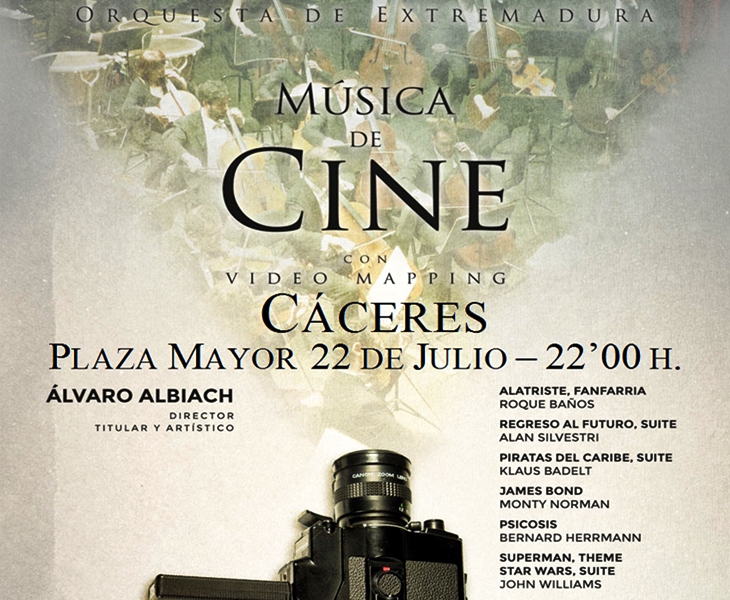 Música de cine en la Plaza Mayor de Cáceres