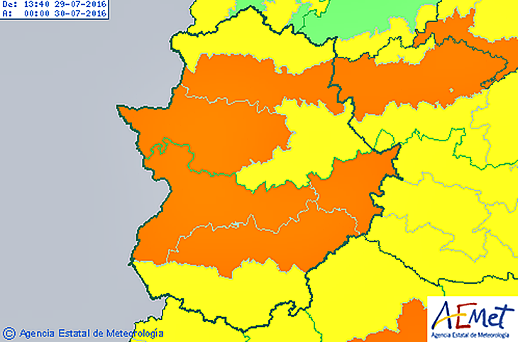 Alerta naranja por temperaturas de hasta 41 grados