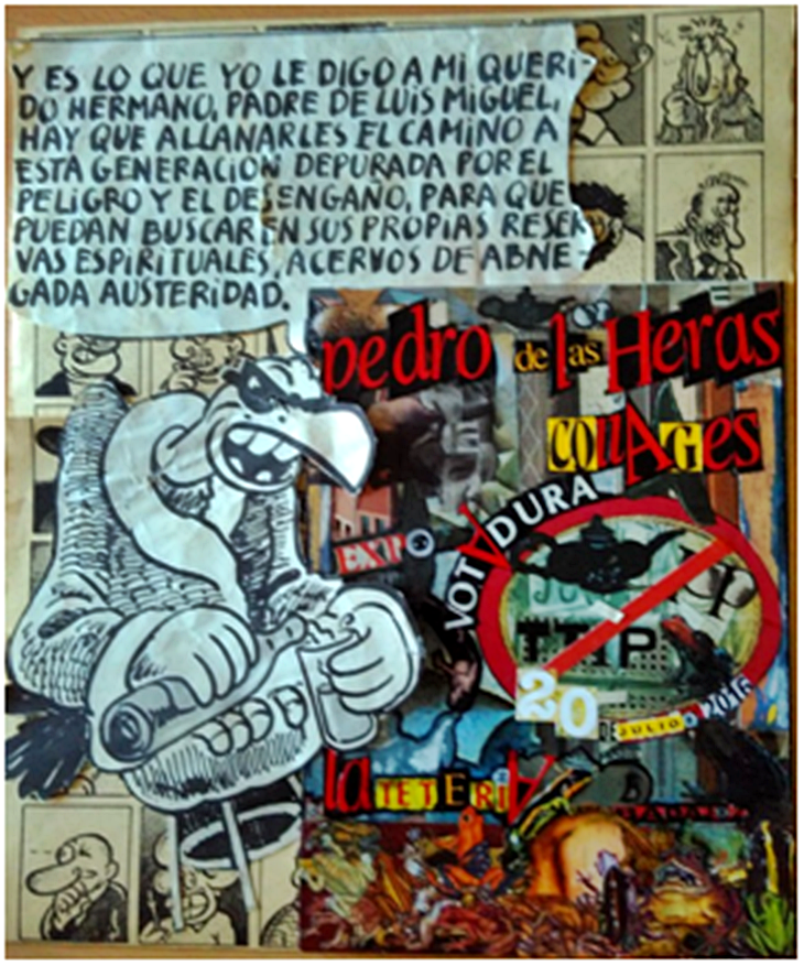 El artista plástico Pedro de las Heras expone  37 collages en La Tetería