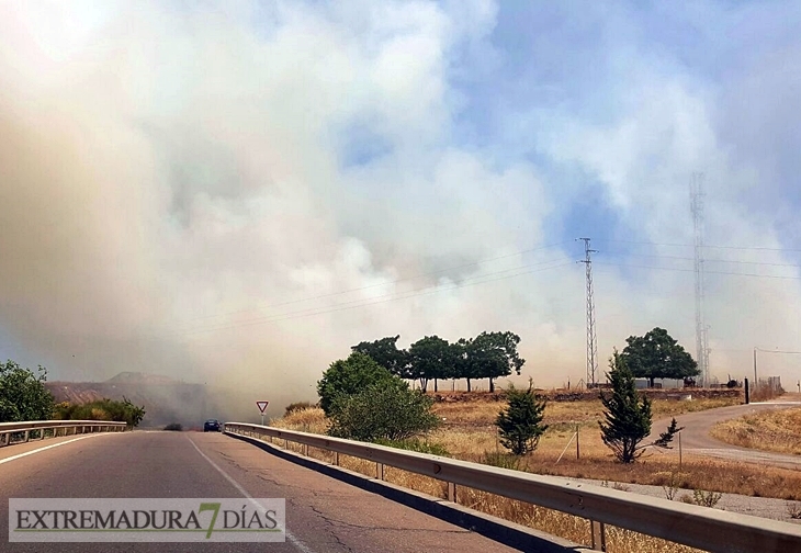 Incendio de grandes dimensiones a las afueras de Badajoz