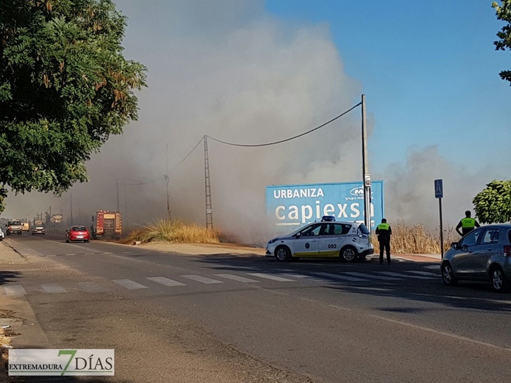 La carretera de la Corte (Badajoz) afectada por las llamas