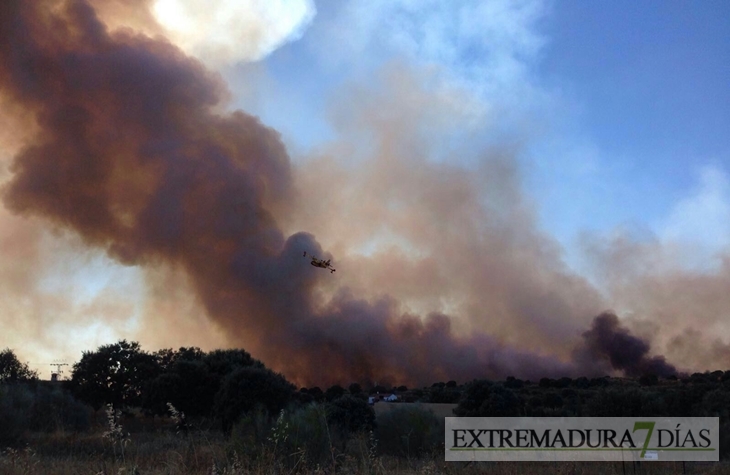 Nuevos medios se suman a la extinción del incendio de Cáceres