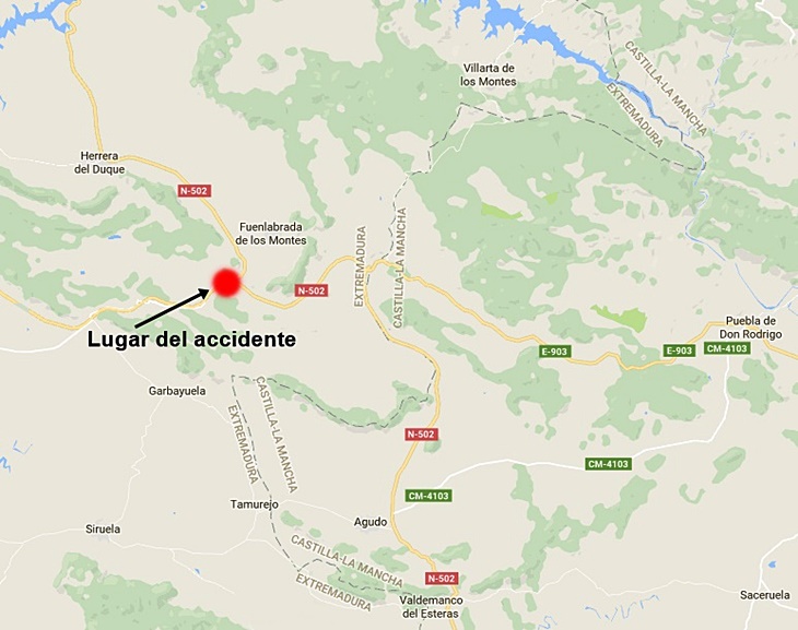 Un motorista resulta herido grave en un accidente en la provincia de Badajoz