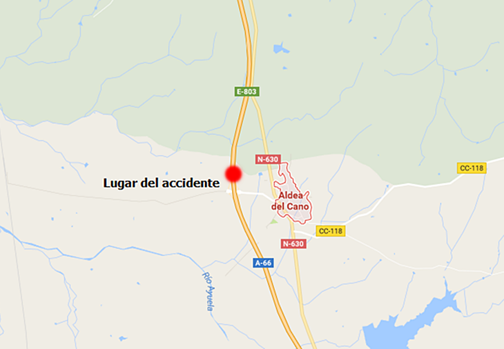Cuatro heridos, entre ellos un bebé, en un accidente en Aldea del Cano (Cáceres)