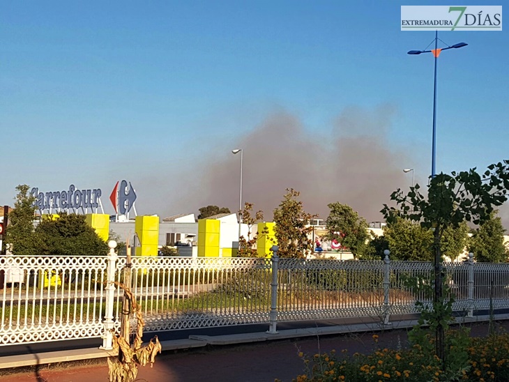 Incendio en las inmediaciones de Carrefour-Valverde en Badajoz