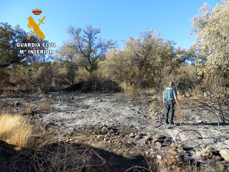 Investigan a dos personas por un incendio forestal intencionado cerca de Mérida